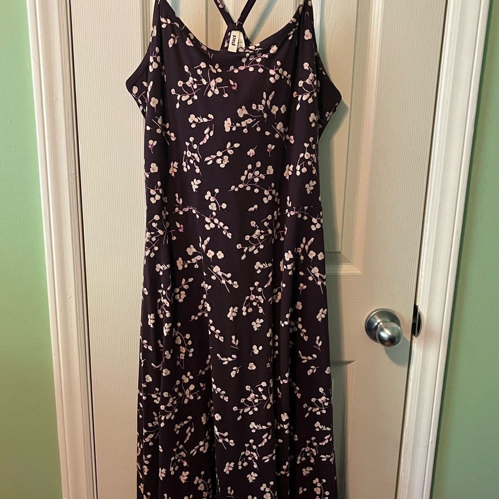 Pact Eggplant Purple and White Women's fit and flare Dress